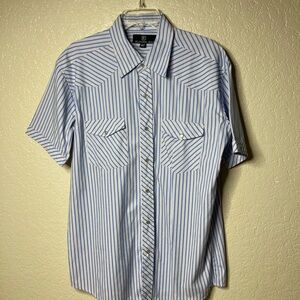 Vintage Western Pearl Snap Shirt Mens XL Striped Short Sleeve